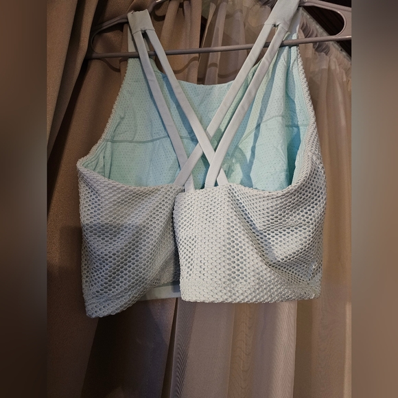 Senita Bra Baby Blue High Neck Racerback with Mesh - Picture 2 of 2